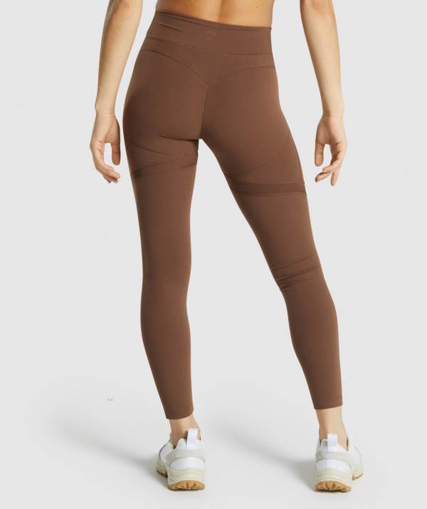 Damske Legíny Gymshark Whitney Mesh Hnede | GH4162738